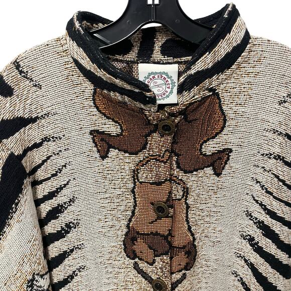 Vintage Sugar Street Weavers Safari Animal Print Button Up Sweater Jacket Medium - Picture 3 of 10